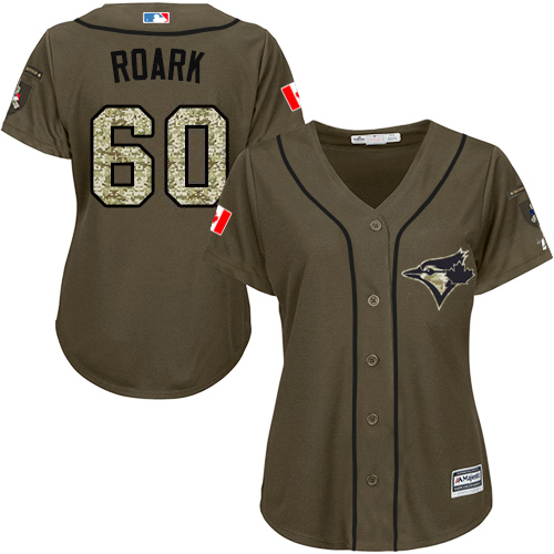 Blue Jays #60 Tanner Roark Green Salute to Service Women's Stitched MLB Jersey